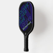 Moderne Typografie Blauwe Naam Cool Pickleball Paddle (Links)