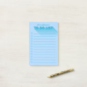 Moderne typografie blauwe takenlijst post-it® notes (Op bureau)
