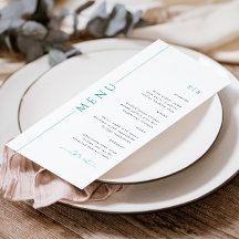 Moderne Typografie Blauwgroen huwelijksmenu met Mo