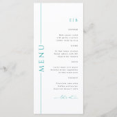 Moderne Typografie Blauwgroen huwelijksmenu met Mo Menu (Voorkant)