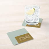 Moderne Typografie Blue en Olive Wedding Custom Kartonnen Onderzetters (Insitu)