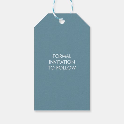 Moderne Typografie Blue Save the Date Cadeaulabel (Achterkant)