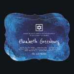 Moderne Typografie Blue Waterverf Bat Mitzvah Kaart<br><div class="desc">Bestaat uit afspeelbaar script en serif typografie; Allemaal tegen een achtergrond van blauwe waterverf achtergrond. 

Dit wordt ontworpen door de Uitgezochte Leveringen van de Partij,  exclusief voor Zazzle.

Hier beschikbaar:
http://www.zazzle.com/selectpartysupplies</div>