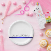 Moderne Typografie Blue Wedding Papieren Bordje (Feest)