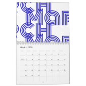Moderne Typografie Blue White Kalender (Mar 2026)