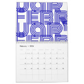 Moderne Typografie Blue White Kalender (Feb 2026)