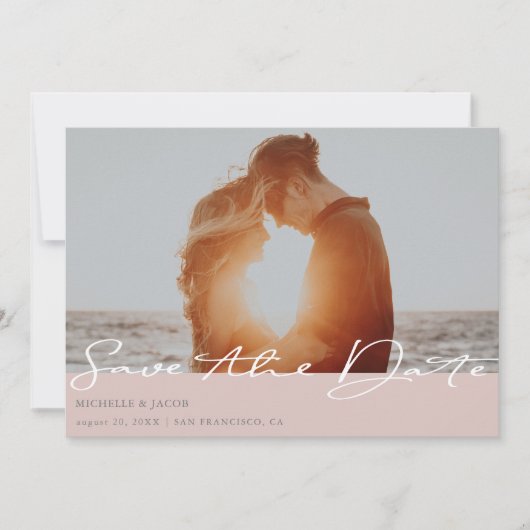 Moderne Typografie Blush ⎥ Foto opslaan Datum Kaar Save The Date (Voorkant)