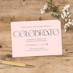 Moderne Typografie Blush Pink Graduation Party Informatiekaartje