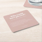 Moderne Typografie Blush Roze Bruiloft Leuke Feite Kartonnen Onderzetters (Schuin)
