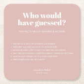 Moderne Typografie Blush Roze Bruiloft Leuke Feite Kartonnen Onderzetters (Voorkant)