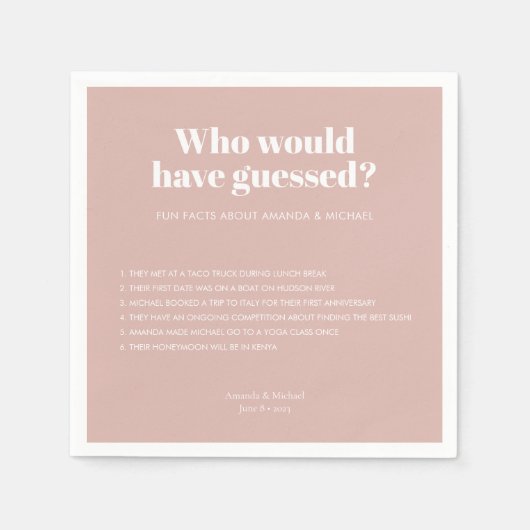 Moderne Typografie Blush Roze Bruiloft Leuke Feite Servet (Voorkant)