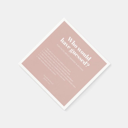 Moderne Typografie Blush Roze Bruiloft Leuke Feite Servet (Hoek)