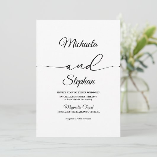 Moderne typografie | Bold Bellisia Wedding Kaart (Staand voorkant)