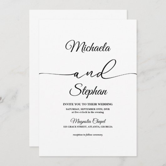 Moderne typografie | Bold Bellisia Wedding Kaart (Voorkant / Achterkant)