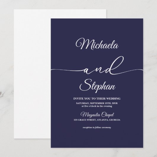 Moderne typografie | Bold Bellisia Wedding Kaart (Voorkant / Achterkant)