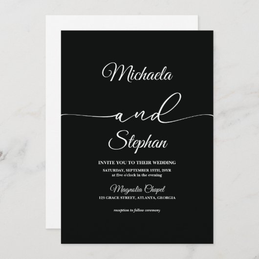 Moderne typografie | Bold Bellisia Wedding Kaart (Voorkant / Achterkant)
