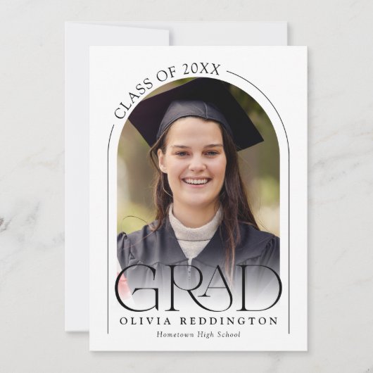 Moderne typografie boog foto Afstuderen Aankondiging (Voorkant)