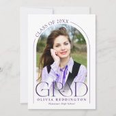 Moderne typografie boog paars 2 foto grad aankondiging (Voorkant)