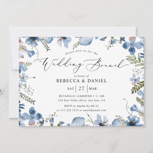 Moderne Typografie Botanische Bruiloft Brunch Kaart (Voorkant)