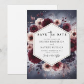 Moderne typografie Bourgondische bruiloft Save The Date (Voorkant / Achterkant)