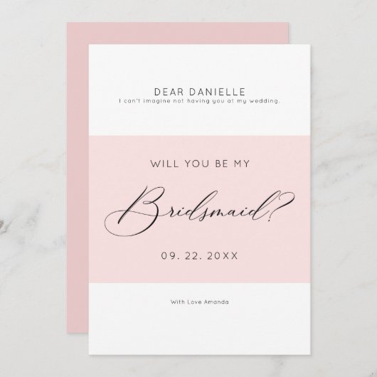 Moderne typografie Bridesmaid minimalistisch uitno Kaart (Voorkant / Achterkant)