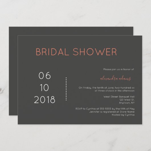 Moderne typografie bruids douche uitnodigingen (Voorkant / Achterkant)