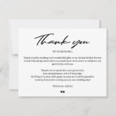 Moderne typografie bruids virtuele douche dank u bedankkaart (Voorkant)