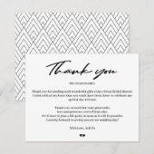 Moderne typografie bruids virtuele douche dank u bedankkaart (Voorkant / Achterkant)