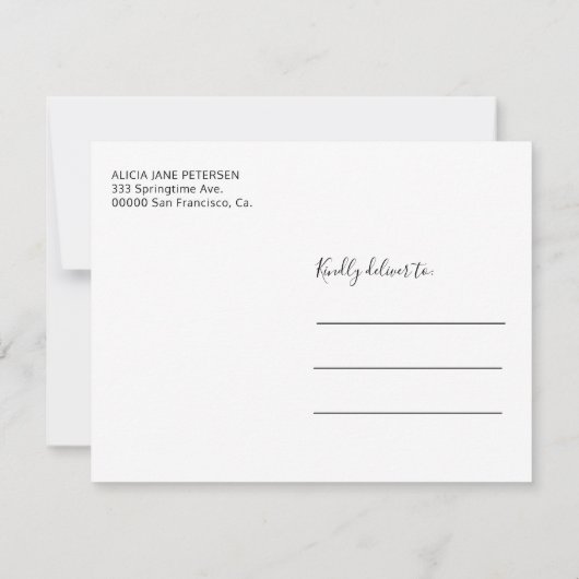 Moderne typografie bruids virtuele douche dank u bedankkaart (Achterkant)