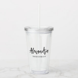 Moderne typografie bruidsmeisje cadeau aangepaste acryl drinkbeker