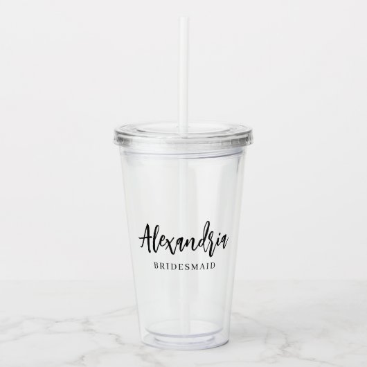 Moderne typografie bruidsmeisje cadeau aangepaste  acryl drinkbeker (Voorkant)