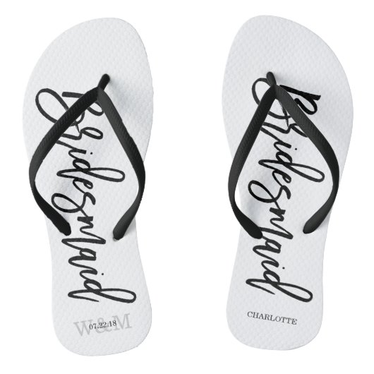 Moderne Typografie "Bruidsmeisje" Teenslippers (Voetbed)