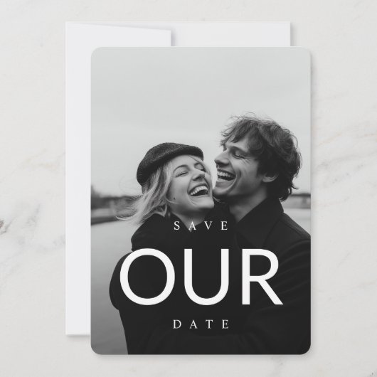 Moderne typografie bruiloft Bewaar de datumfoto Kaart (Voorkant)