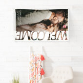 Moderne typografie bruiloft feest welkom foto  spandoek (Insitu)