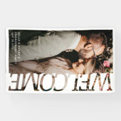 Moderne typografie bruiloft feest welkom foto  spandoek (Horizontaal)