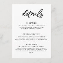 Moderne typografie bruiloft gast informatie kaart