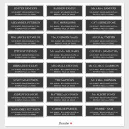 Moderne typografie bruiloft gastadres zwart sticker