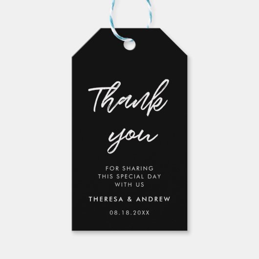 Moderne typografie bruiloft gunst cadeaulabel (Voorkant)