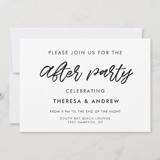Moderne typografie bruiloft na feest kaart (Voorkant)