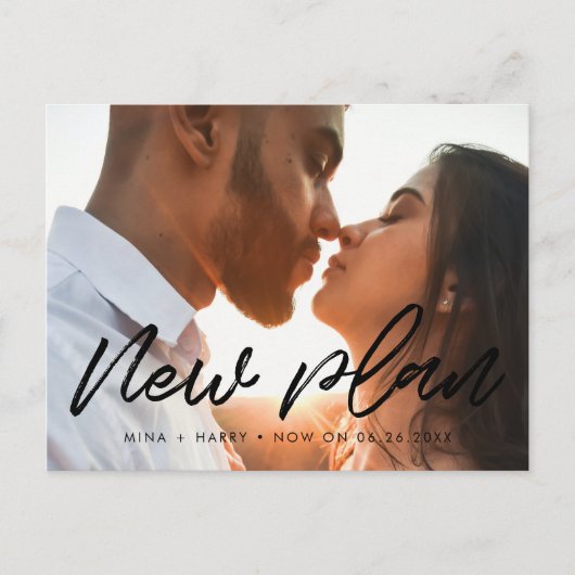 Moderne typografie Bruiloft nieuw plan Briefkaart (Voorkant)