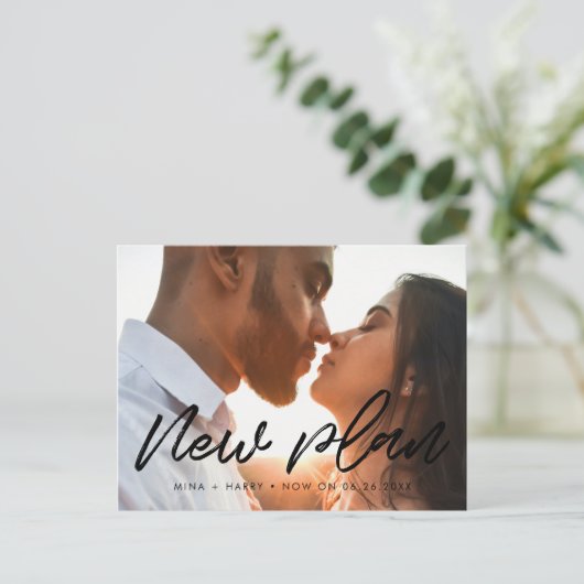 Moderne typografie Bruiloft nieuw plan Briefkaart (Staand voorkant)