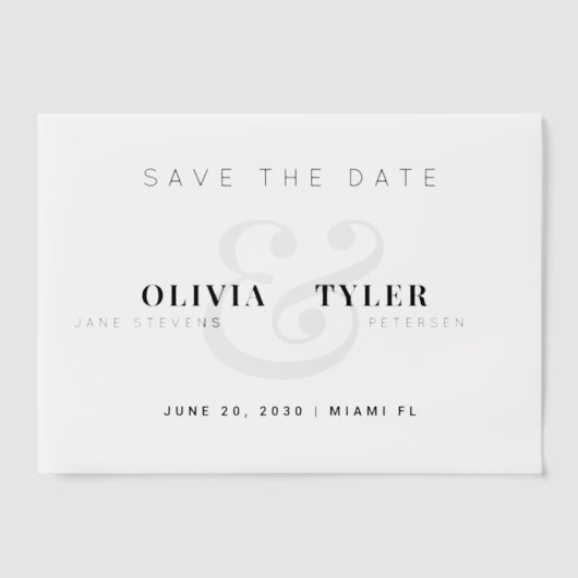 Moderne typografie bruiloft opslaan van de datum o vellum uitnodigingen (Voorkant)