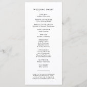 Moderne typografie bruiloft programmakaart (Achterkant)