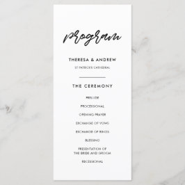 Moderne typografie bruiloft programmakaart