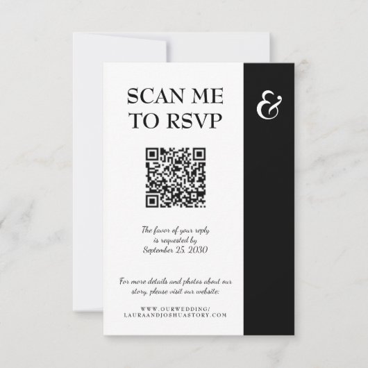 Moderne typografie bruiloft QR CODE RSVP Kaartje (Voorkant)