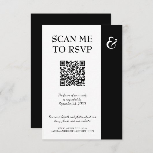 Moderne typografie bruiloft QR CODE RSVP Kaartje (Voorkant / Achterkant)
