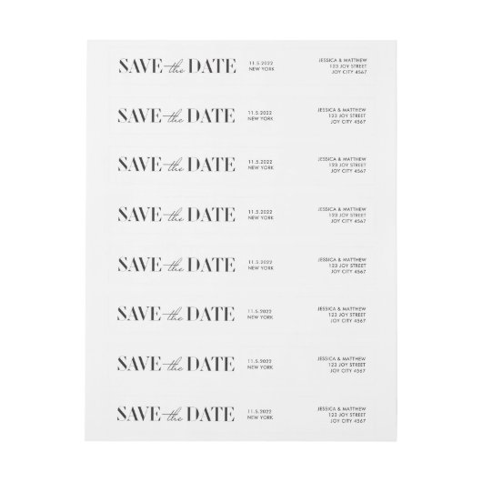 Moderne Typografie Bruiloft Save the Date (Vel)