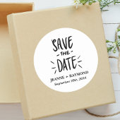 Moderne Typografie Bruiloft Save the Date Custom Ronde Sticker