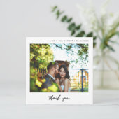 Moderne typografie bruiloft vierkant Dank u kaart (Staand voorkant)