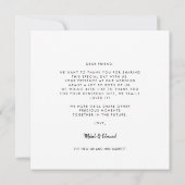 Moderne typografie bruiloft vierkant Dank u kaart (Achterkant)